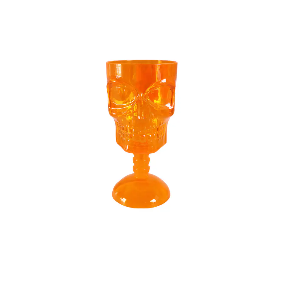 Vaso plástico calavera Halloween naranja 8*8.5*16.5cm 1