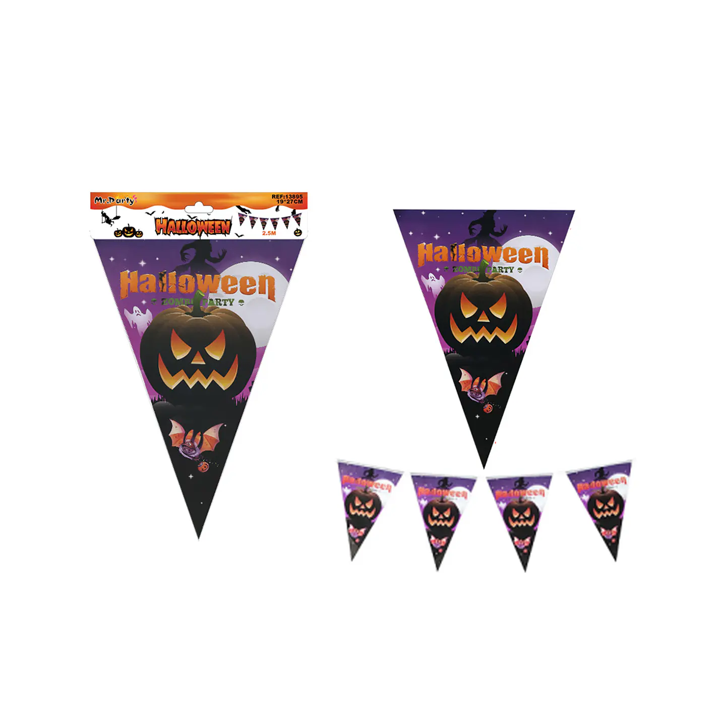 Guirnalda banderín triangular Halloween 2.5M 1