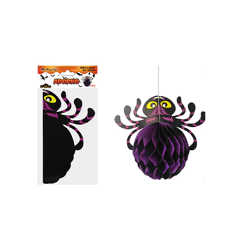 Adorno colgante de araña Halloween negro y morado 22*26cm
