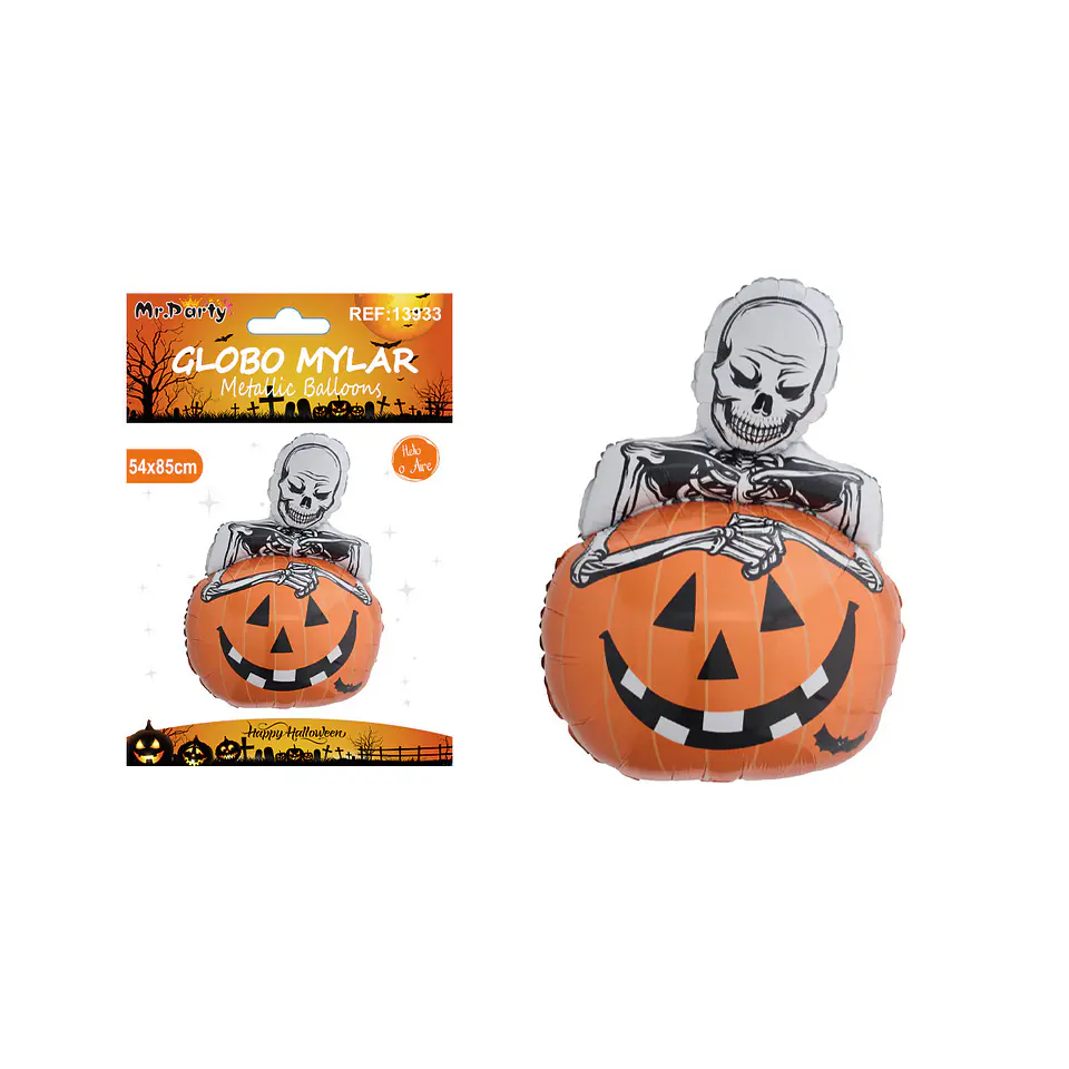 Globo mylar metálico calabaza esquelética de Halloween 54*85cm 1