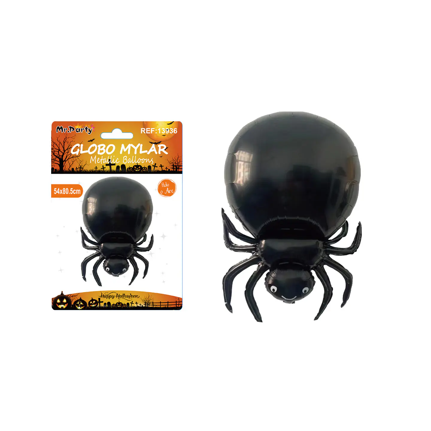 Globo mylar metálico araña negra de Halloween 54*80.5cm 1