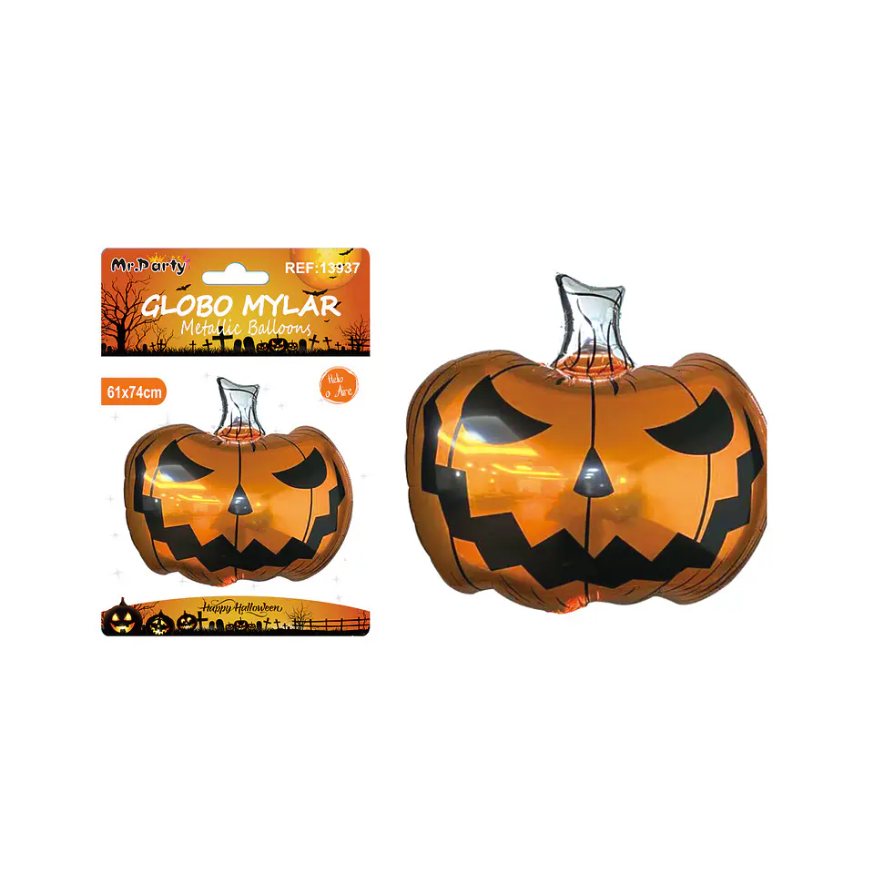 Globo mylar metálico calabaza naranja de Halloween 61*74cm 1