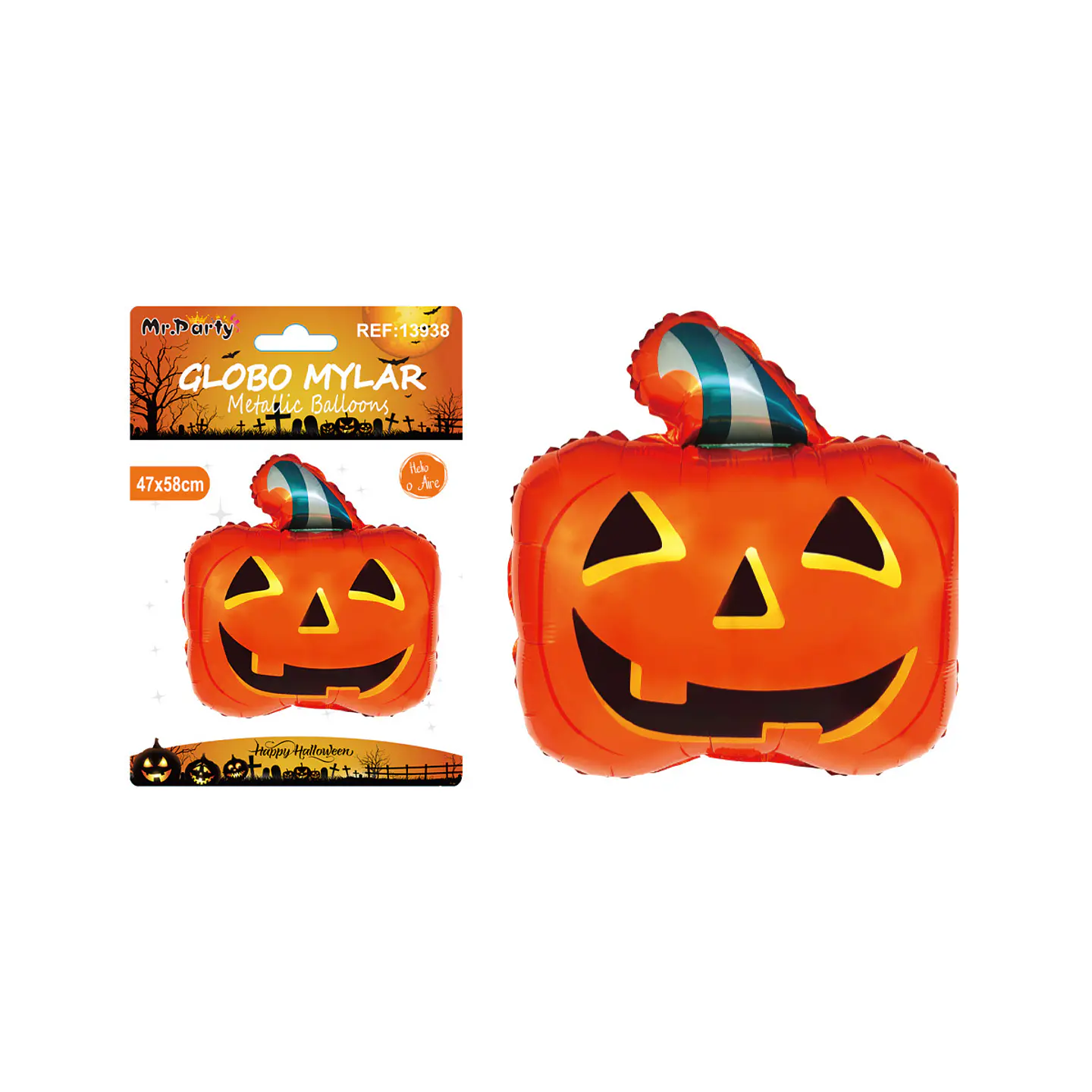 Globo mylar metálico calabaza de Halloween 47*58cm 1