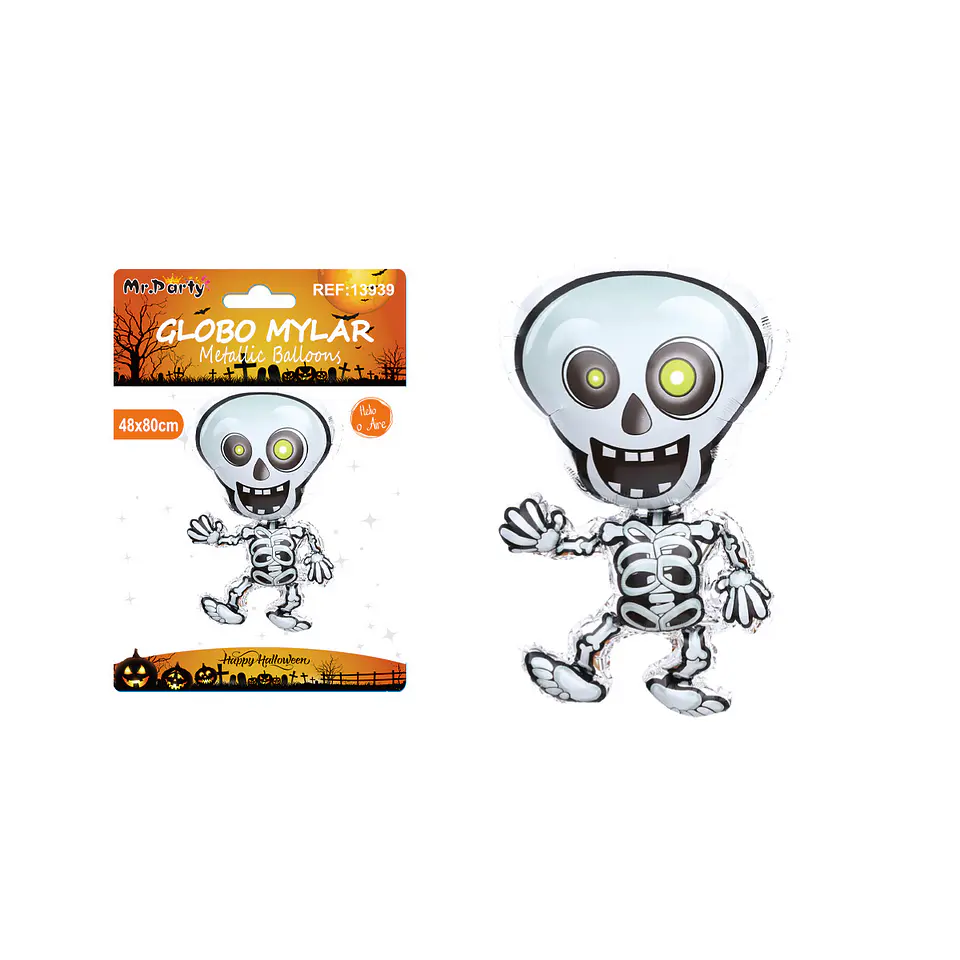 Globo mylar metálico esqueleto danzante de Halloween 48*80cm 1