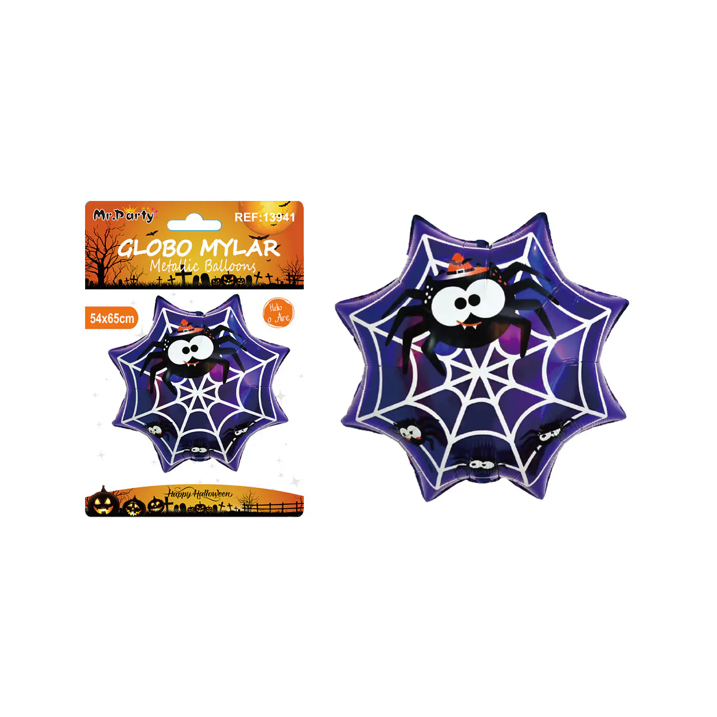 Globo mylar metálico telaraña caricatura de Halloween 54*65cm 1