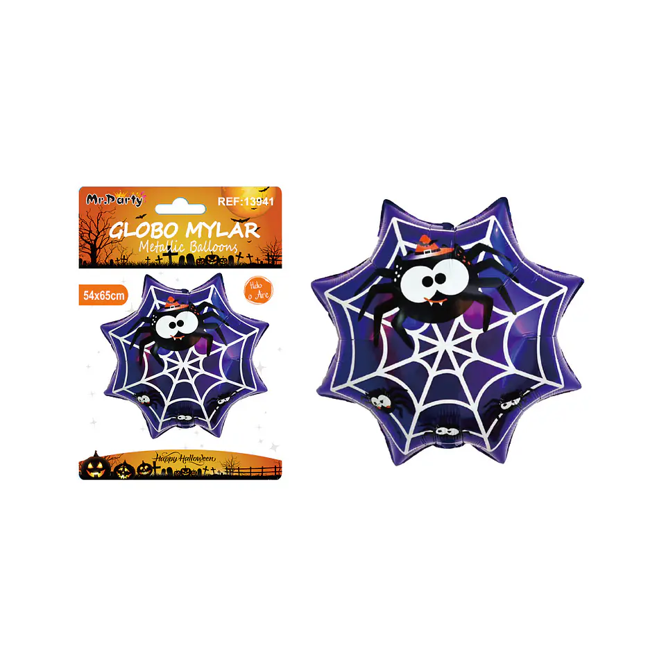 Globo mylar metálico telaraña caricatura de Halloween 54*65cm 1