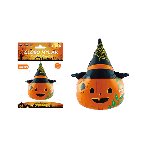Globo mylar metálico calabaza con sombrero de Halloween 62*80cm