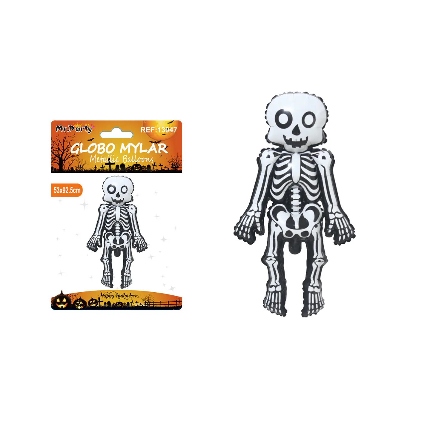 Globo mylar metálico esqueleto de Halloween 92.5*53cm 1