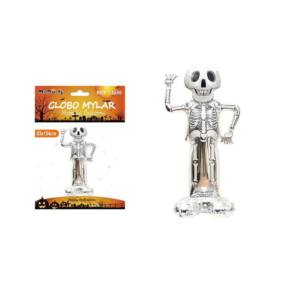 Globo mylar metálico esqueleto de Halloween 154*83cm 1