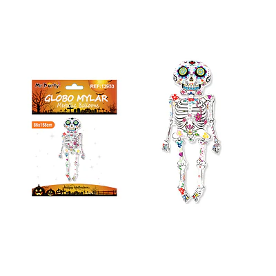 Globo mylar metálico esqueleto de Halloween 158*86cm