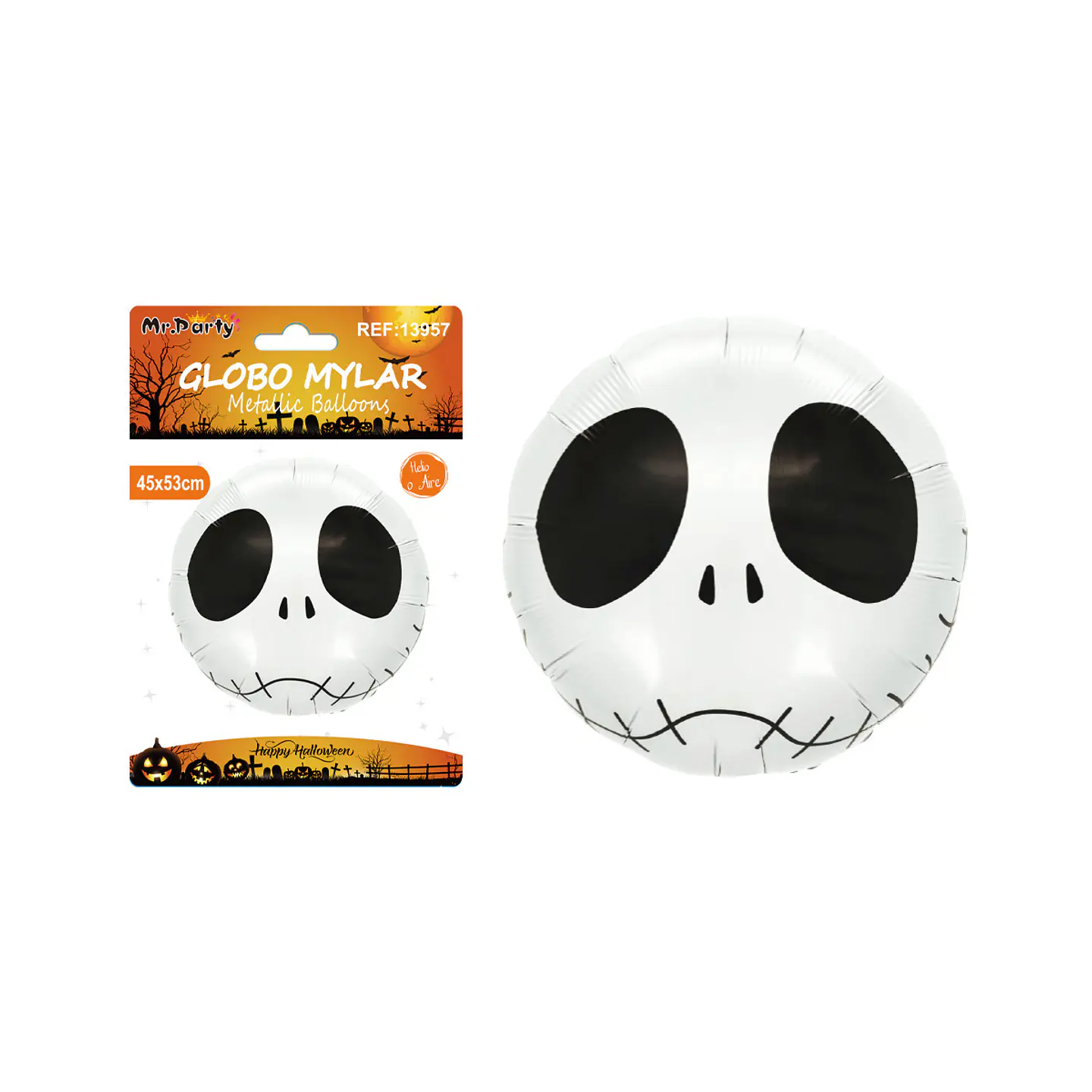 Globo mylar metálico esqueleto de Halloween 45*53cm 1