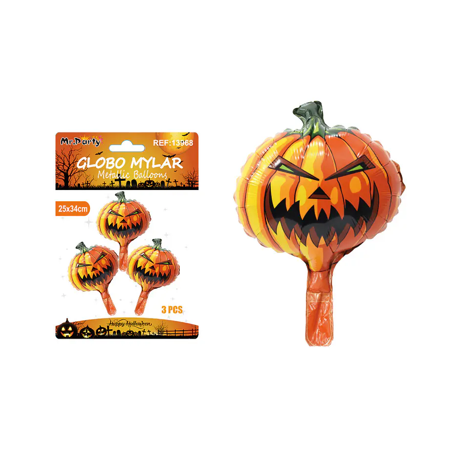 Globo mylar metálico mini calabaza de Halloween 30*41cm 3pcs 1