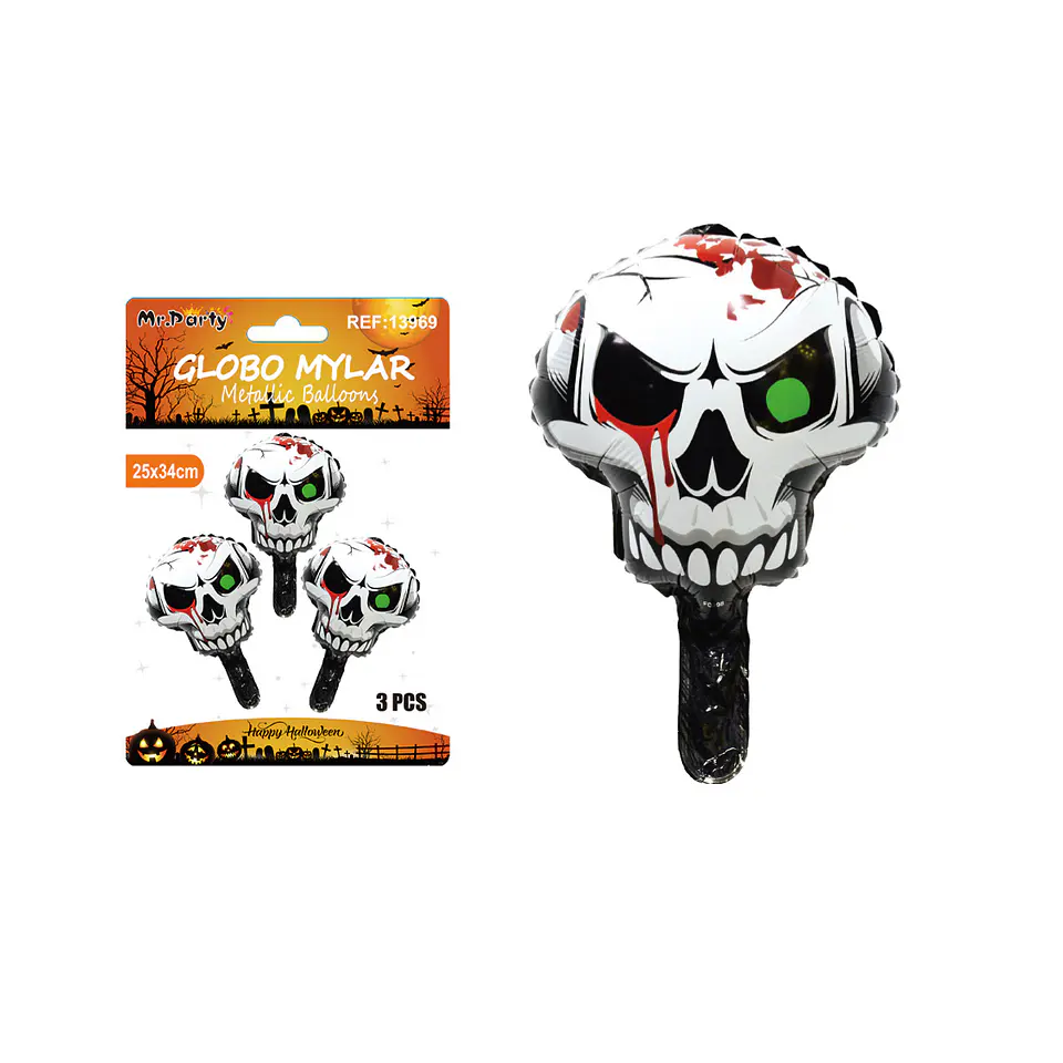 Globo mylar metálico mini esqueleto de Halloween 30*41cm 3pcs 1