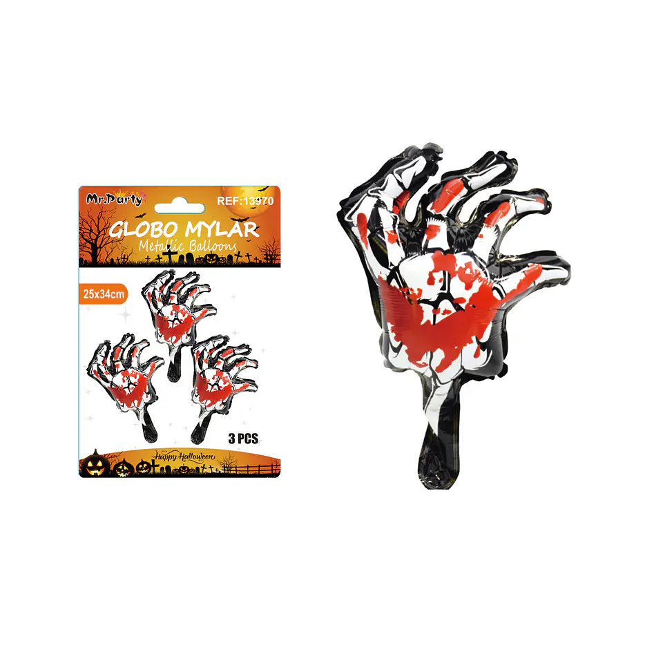 Globo mylar metálico mini mano de Halloween 30*41cm 3pcs 1
