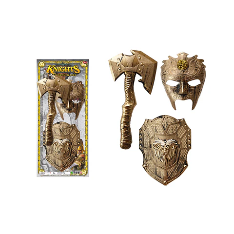 Escudo, hacha y máscara Halloween