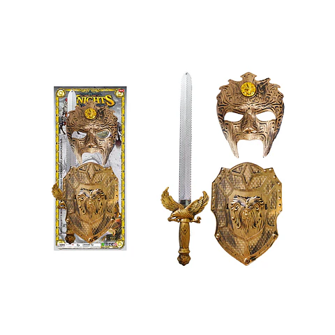 Escudo, espada y máscara Halloween