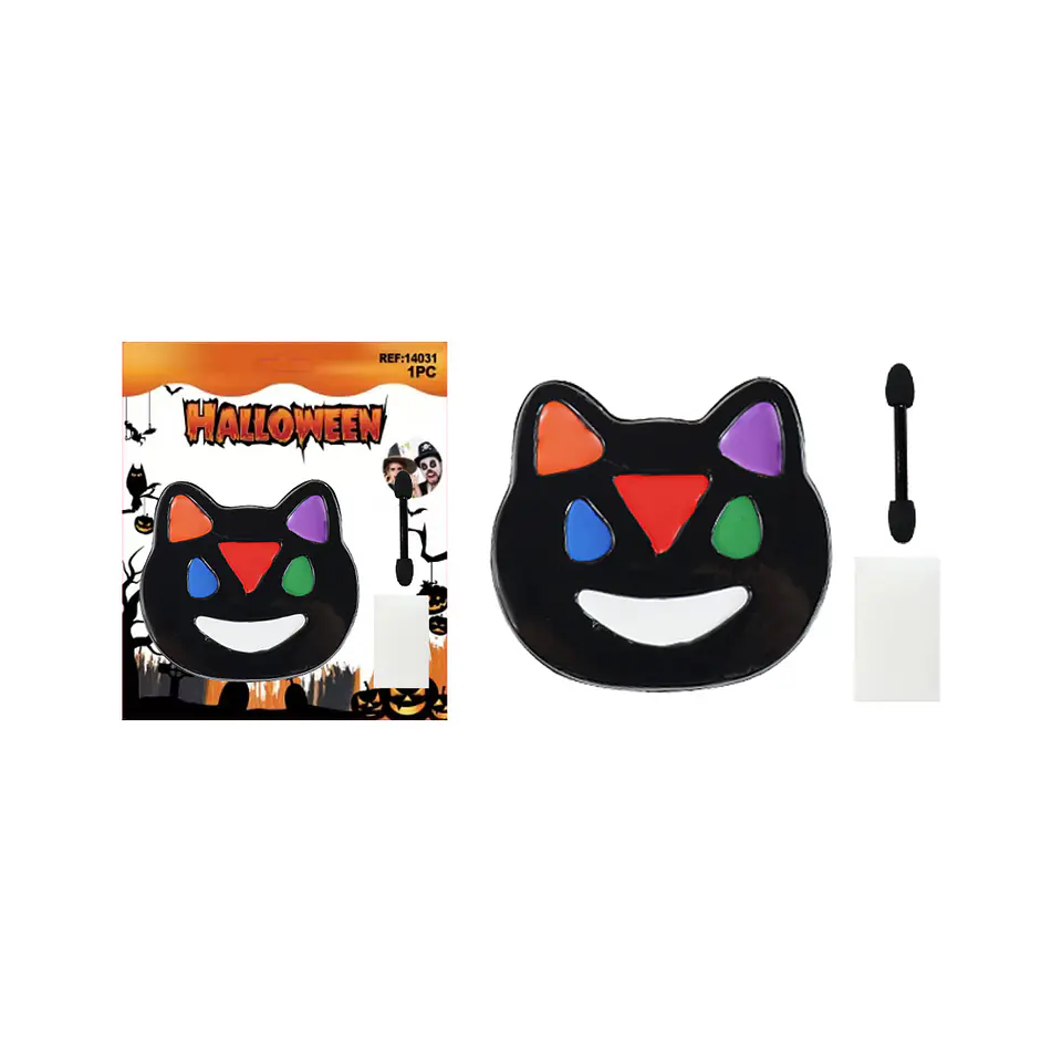 Pintura facial Halloween cara de gato 1