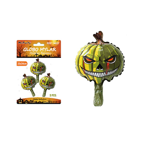 Globo mylar metálico calabaza Halloween 25*34cm 3pcs