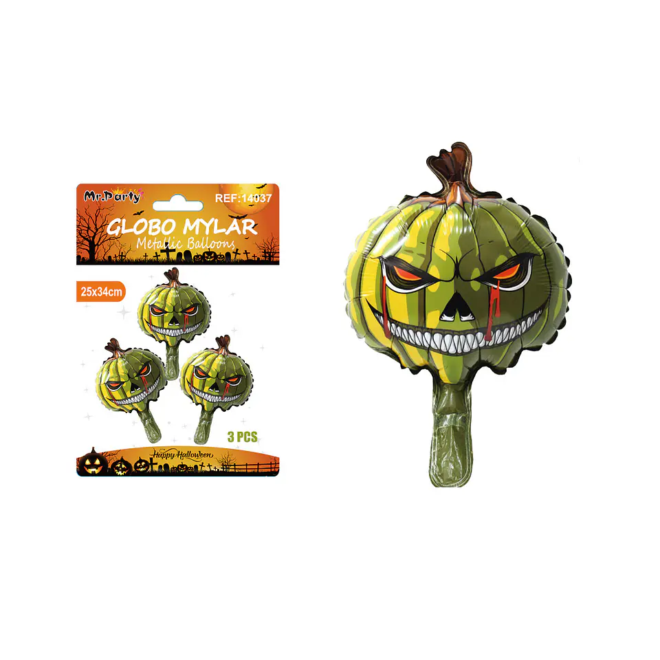 Globo mylar metálico calabaza Halloween 25*34cm 3pcs 1