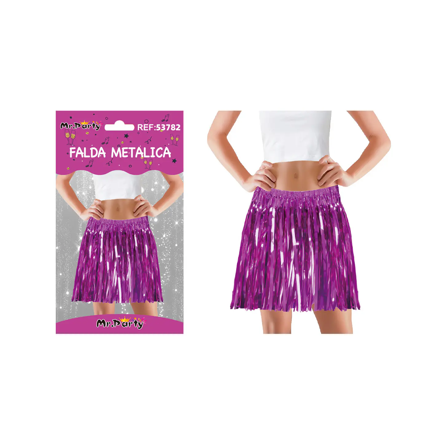 Tutú de flecos Halloween doble capa fucsia 40cm 1