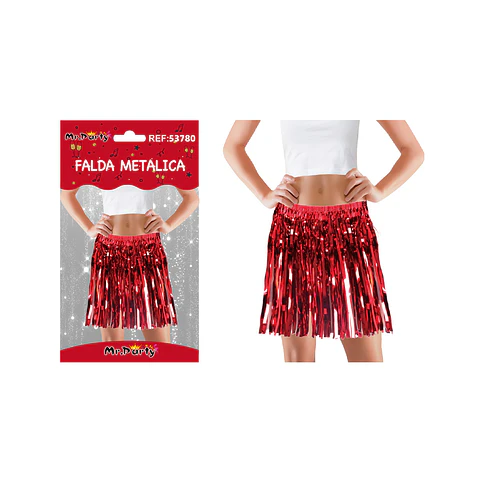 Tutú de flecos Halloween doble capa rojo 40cm