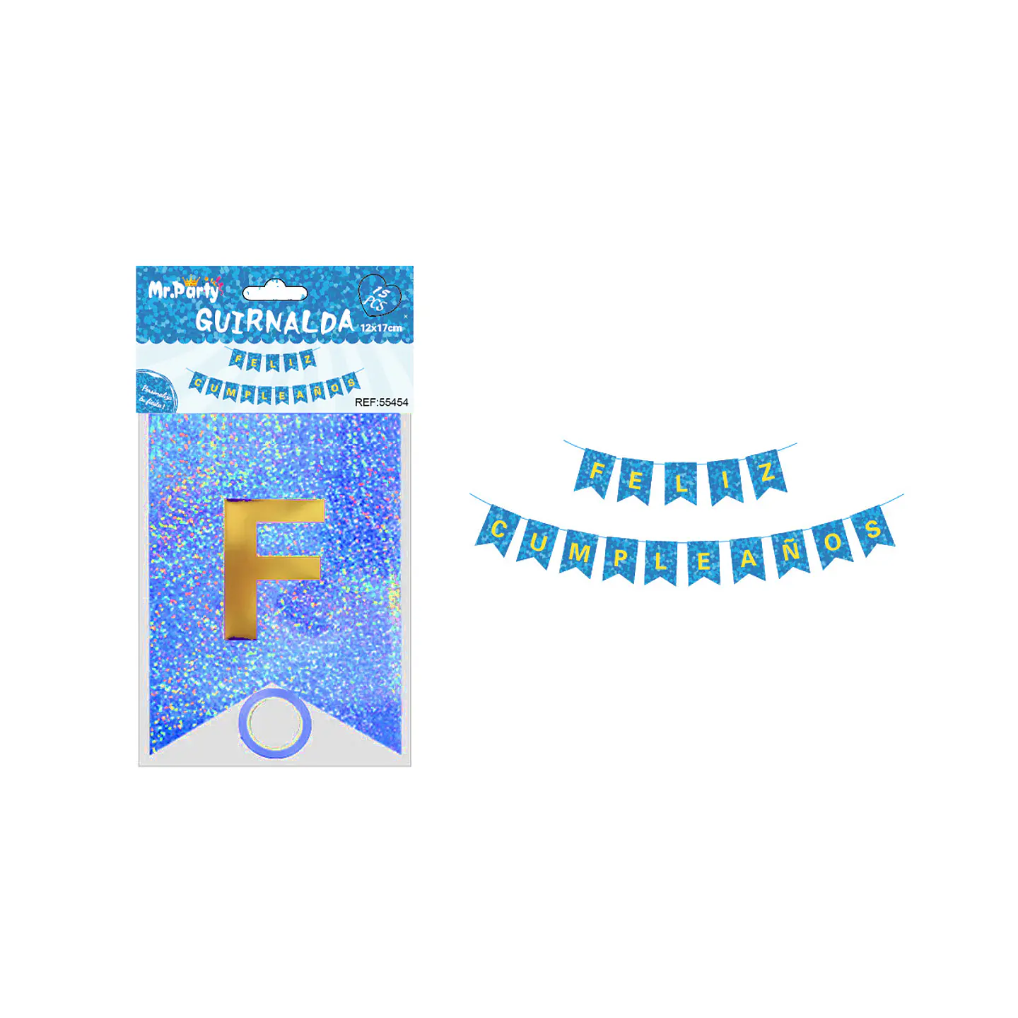Guirnalda feliz cumpleaños con láser azul 12*17cm 1
