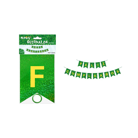 Guirnalda feliz cumpleaños con láser verde 12*17cm