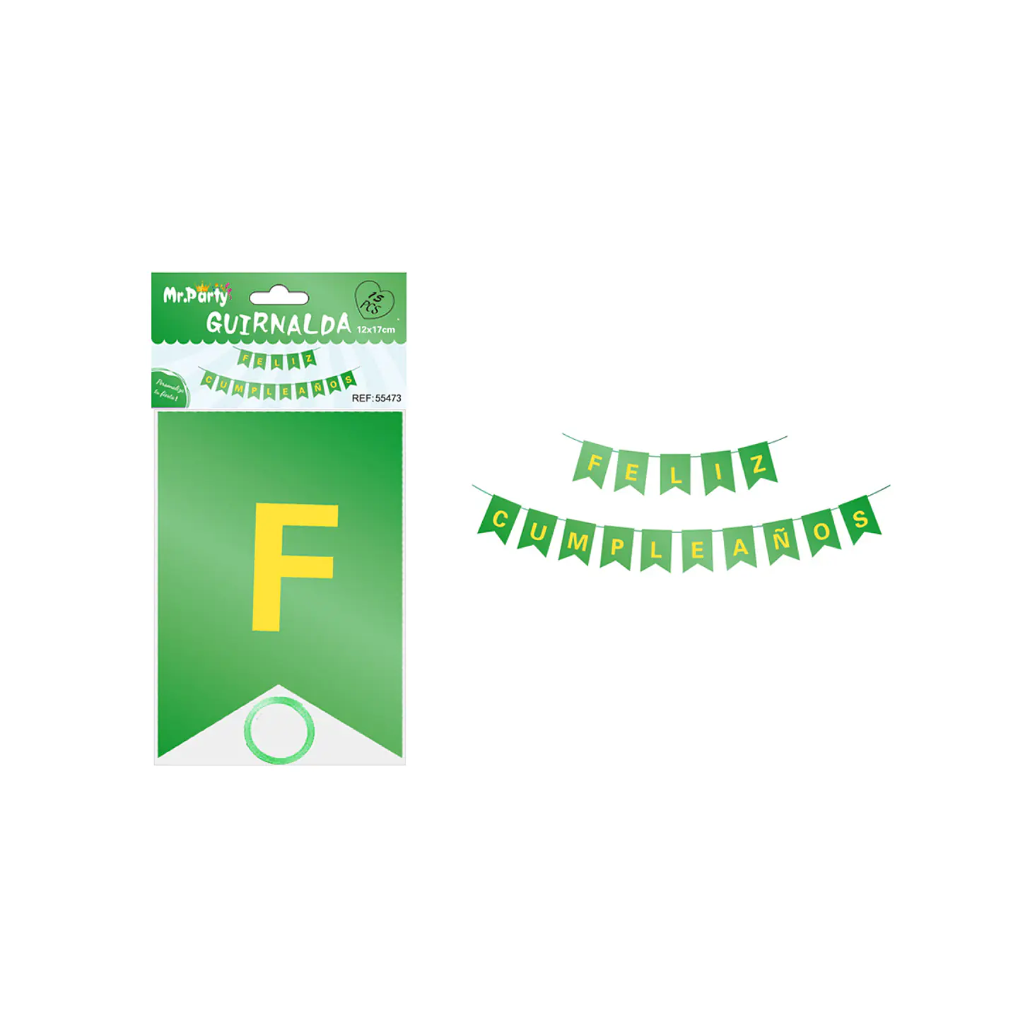 Guirnalda feliz cumpleaños verde 12*17cm 1