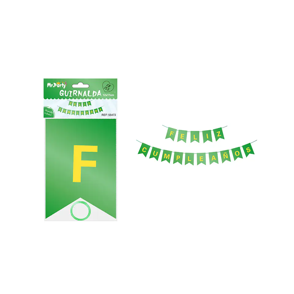 Guirnalda feliz cumpleaños verde 12*17cm 1