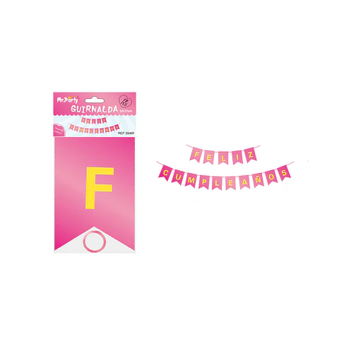 Guirnalda feliz cumpleaños fucsia 12*17cm