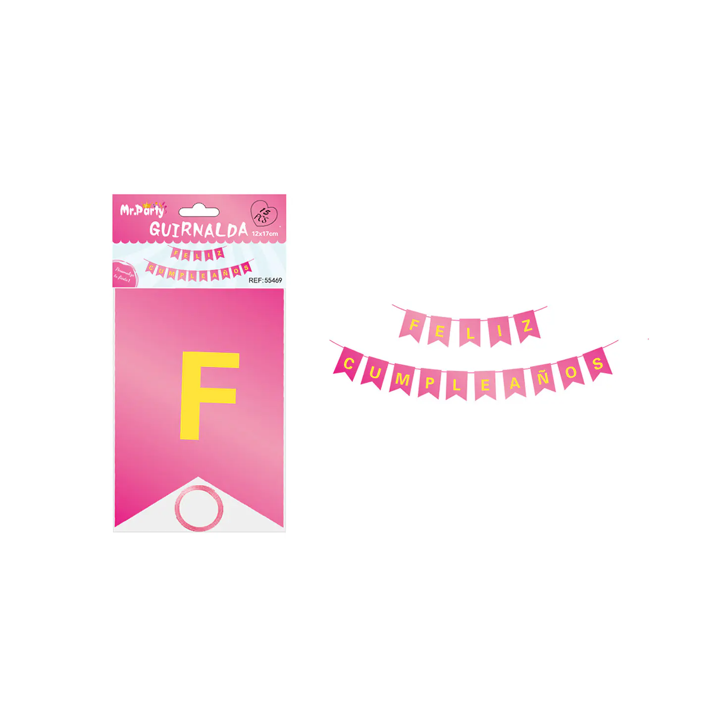 Guirnalda feliz cumpleaños fucsia 12*17cm 1