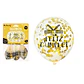 Globos de látex con confetti redondo dorado feliz cumpleaños 30cm 3pcs - Miniatura 1