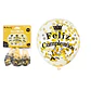 Globos de látex con confetti redondo dorado feliz cumpleaños 30cm 3pcs - Miniatura 1
