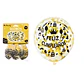 Globos de látex con confetti redondo dorado feliz cumpleaños 30cm 3pcs - Miniatura 1
