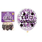 Globos de látex con confetti redondo morado feliz cumpleaños 30cm 3pcs - Miniatura 1