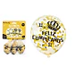 Globos de látex con confetti redondo dorado feliz cumpleaños 30cm 3pcs - Miniatura 1