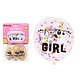 Globos de látex con confetti redondo dorado y rosado baby shower 30cm 3pcs - Miniatura 1