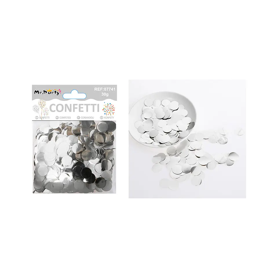 Confetti metálico redonda plateado 30g 1
