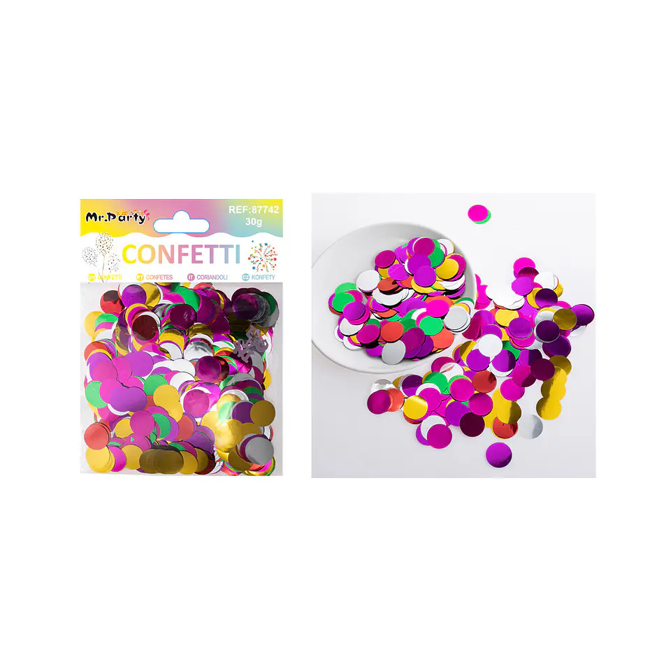 Confetti metálico redonda colores surtidos 30g 1