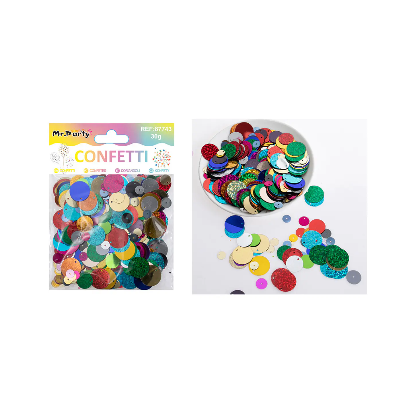 Confetti metálico redonda colores surtidos 30g 1