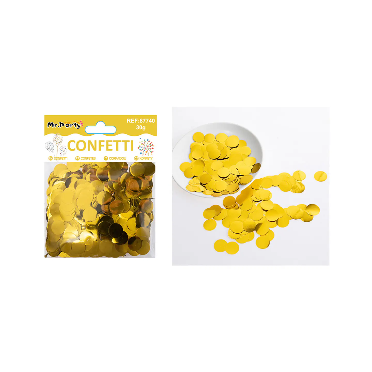 Confetti metálico redonda dorado 30g 1