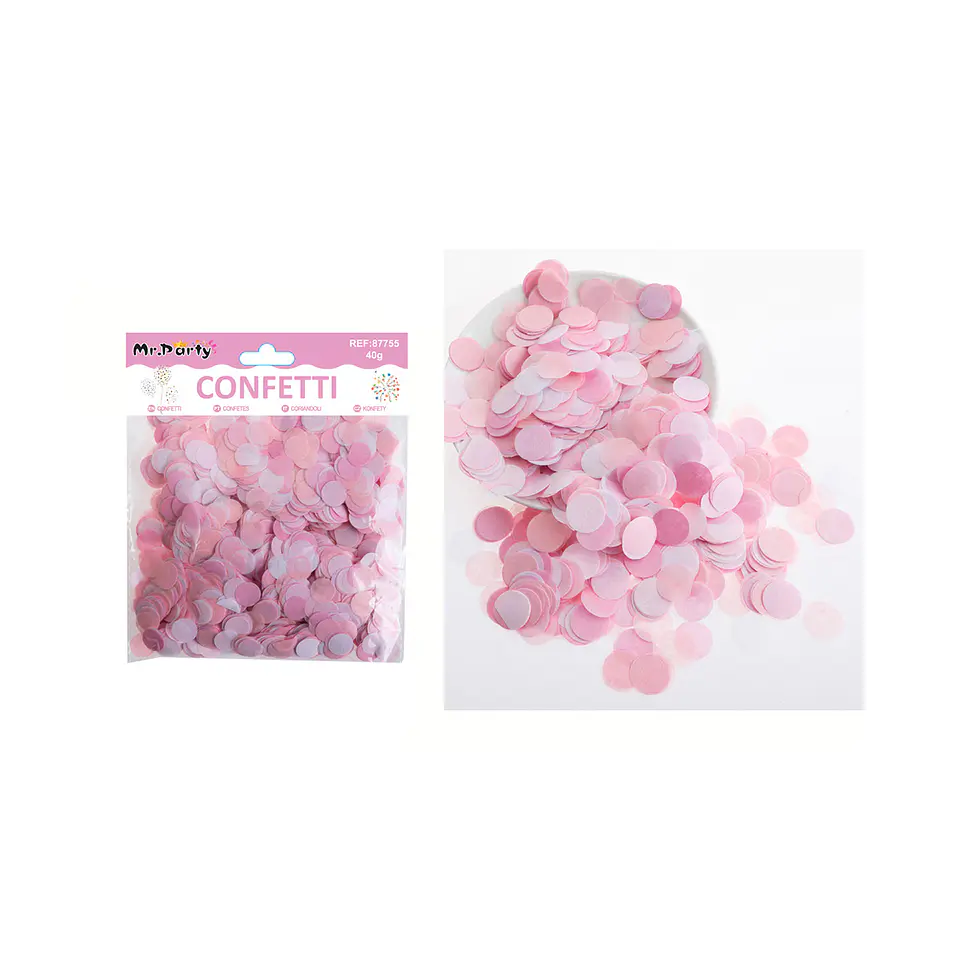 Confetti de papel picado redondo rosa 40g 1