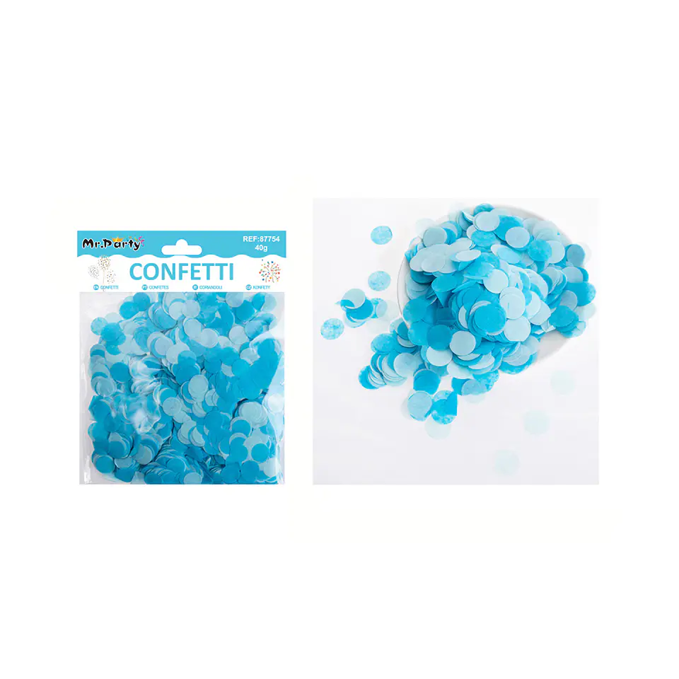 Confetti de papel picado redondo azul 40g 1