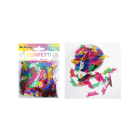 Confetti metálico de feliz cumpleaños colores surtidos 30g