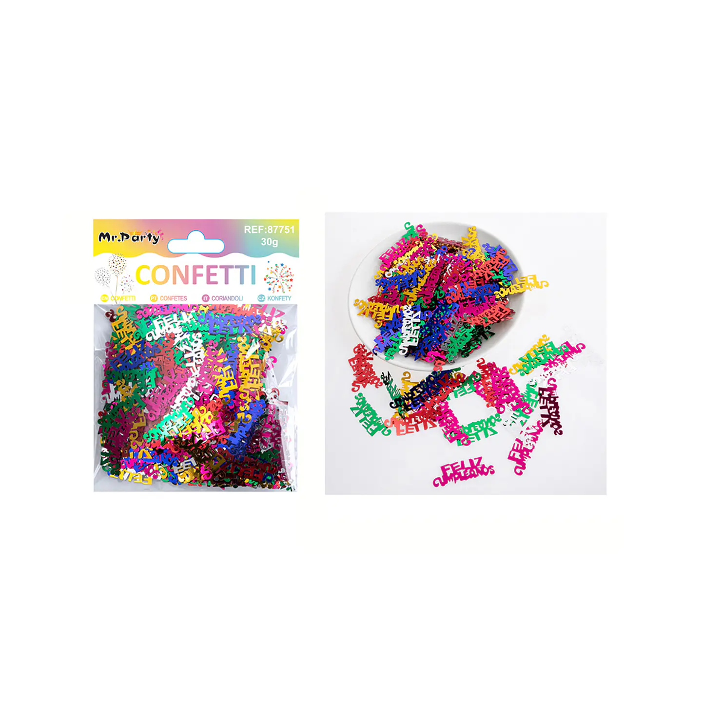 Confetti metálico de feliz cumpleaños colores surtidos 30g 1