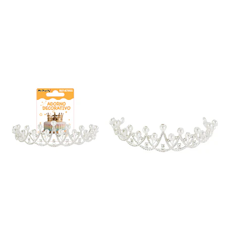 Corona de princesa aleación diamantes y perlas 16*4.5cm
