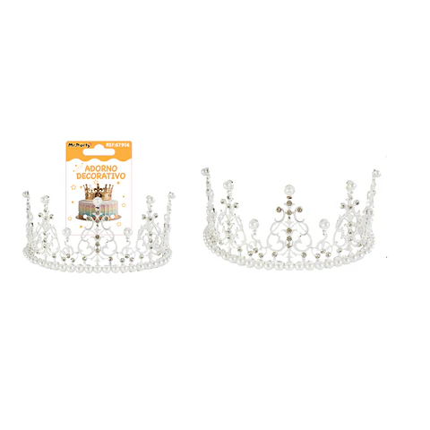 Corona de princesa aleación diamantes y perlas 16.5*7cm