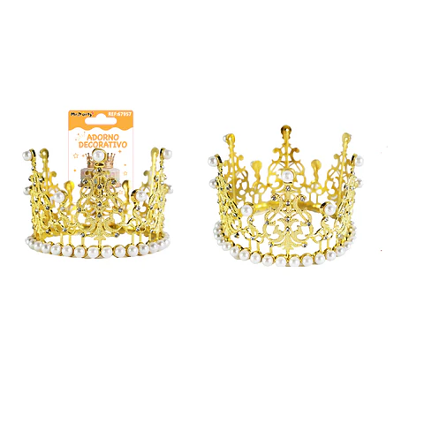 Corona de princesa aleación diamantes y perlas 11.5*7.5*12.5cm