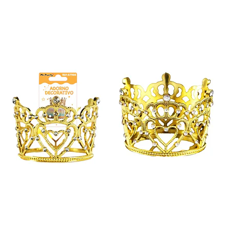 Corona de princesa aleación dorado diamantes 7*5.5*8.5cm