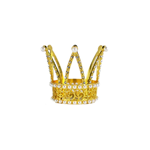 Corona de princesa aleación dorado diamantes y perlas 5*6*7.5cm